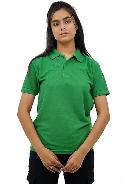 BAZARVILLE Branded Women's Regular Fit Collar T Shirts Plain Solid Design Blend Polo T Shirt for Girls Without Pocket for Casual wear in Summer Winter - 17 Colours - Pack of 1