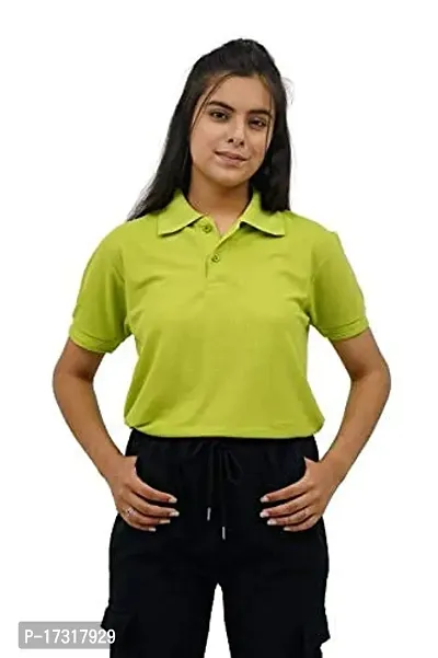 BAZARVILLE Branded Women's Regular Fit Collar T Shirts Plain Solid Design Cotton Blend Polo T Shirt for Girls Without Pocket for Casual wear in Summer  Winter - 17 Colours - Pack of 1