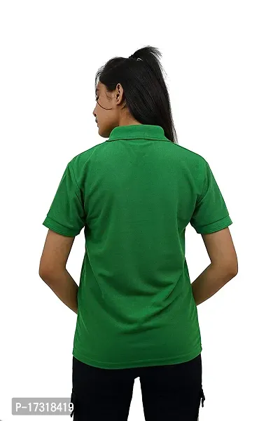 BAZARVILLE Branded Women's Regular Fit Collar T Shirts Plain Solid Design Cotton Blend Polo T Shirt for Girls Without Pocket for Casual wear in Summer  Winter - Green Colour - Pack of 1-thumb5