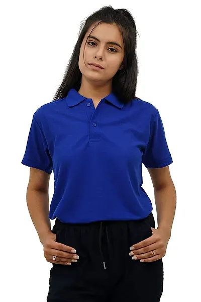 BAZARVILLE Branded Women's Regular Fit Collar T Shirts Plain Solid Design Blend Polo T Shirt for Girls Without Pocket for Casual wear in Summer Winter - Colour - Pack of 1