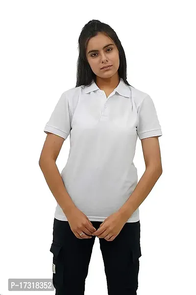 BAZARVILLE Branded Women's Regular Fit Collar T Shirts Plain Solid Design Cotton Blend Polo T Shirt for Girls Without Pocket for Casual wear in Summer  Winter - 17 Colours - Pack of 1-thumb0