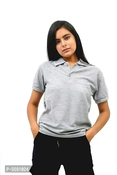 Branded Solid Regular Fit Polo T shirts for Men  Women Boys  Girls 100% Pure Cotton Slim fit T shirt Half Sleeves Round Neck For Casual Wear in Summer - Light Gry- Pack of one