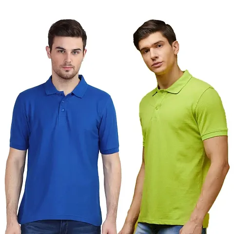 Combo of Men's Cotton Blend Solid Polo Tees