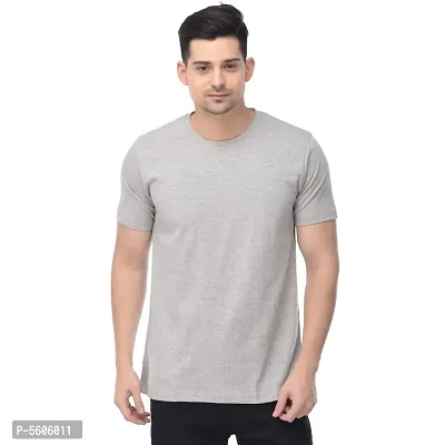 Branded Round Neck Plain T shirts For Men  Women Boys  Girls 100% Pure Cotton Regular Slim Fit T shirts Round Neck Half sleeve for Casual Wear In Summer - Grey Melange - Pack of One-thumb0