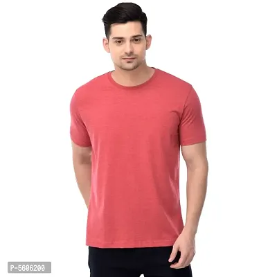 Branded Round Neck Plain T shirts For Men  Women Boys  Girls 100% Pure Cotton Regular Slim Fit T shirts Round Neck Half sleeve for Casual Wear In Summer - Red Melange - Pack of One-thumb0