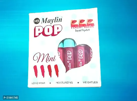 Maylin POP Liquid Lipstick ( Pack of 4 ) l 4 Different Shade l-thumb0