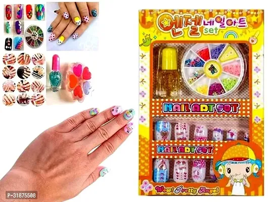 Nail Art Kit with 12 Artificial Nails with Tools and Glitters Nail Art Kit