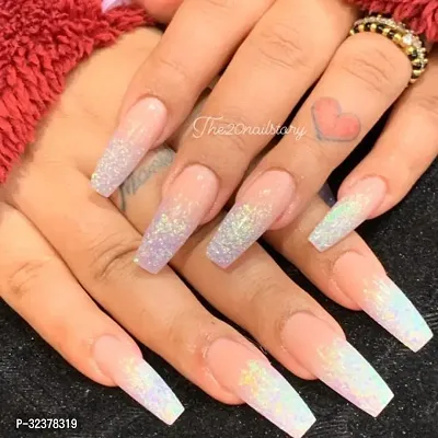 Artificial Fake Nail Set with Glitter l  Lightweight  Long Lasting| Quick Fix For Festivals  Special Occasions