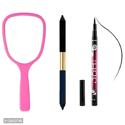 Dual Kajal With Sharpener ( 1 Kajal  Black  Blue in color ) ,  36 H Eyeliner ( Pack of 1 )  and 1 Mirror ( Pack of 3  combo )-thumb0