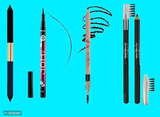 Dual Kajal with Sharpener Eyeliner Eye Brow Pencil , Combo Pack of 4-thumb0