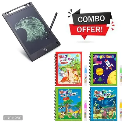 Water Magic Book  LCD Slate Combo Offer, 1 LCD Slate, 4 Water Magic Books with 4 Pens (COMBO)(Pack Of 5)-thumb0