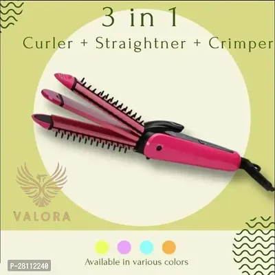 3 in 1 Hair Straightener and Curler(3in1 Combo ) with Ceramic Plate For Women (Pink)(Sale)