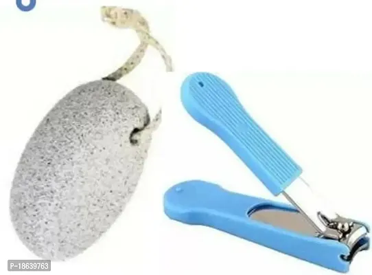 Yoviex Pedicure Tool Pumice Stone for Feet scrubber and Nail Clipper (Set Of 2)|pumice stone for body| pumice stone| pumice stone for foot scrub|-thumb0