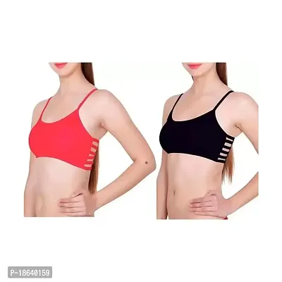 YOVIEX Women Full Covergae 6 Strapped Bra Combo| Combo of 2 Bra| Color - Black, Red