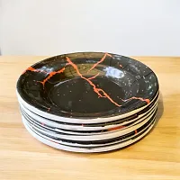 Stylish Black Print High Grade Melamine Quarter Plates For Serving Snacks Set Of 6 In Diameter 7 Inches-thumb4