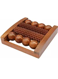 Futurez Key Hand Crafted Wooden Pain Relief Acupressure Massager & Roller with 4 Rollers for Foot & Full Body Massage | Stress Relief & Improve Blood Circulation - (Brown)-thumb1