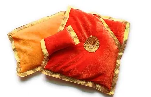 FUTUREZ KEY Laddu Gopal Ji Woollen Winter Set Blanket/Kambal/Rajai and Mattress/Gadda with Pillow for Krishna Idol (Ladoo Gopal Bister Winter Set) /1-2 Size (Orange, Magenta, Green & Yellow)-thumb1