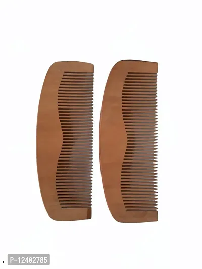 Futurez Key Present's Handmade Neem wood Anti-Dandruff Combs, Brown - Wide (Pack of 2)-thumb4