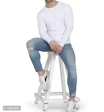 Reliable White Polyester Solid Round Neck Tees For Men-thumb0