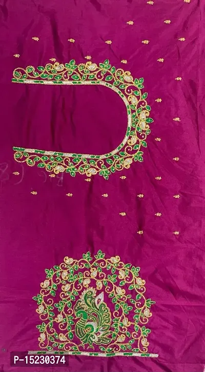 Latest Beautiful Silk Blend Embroidered Unstitched Blouse-thumb0