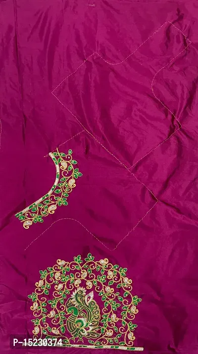 Latest Beautiful Silk Blend Embroidered Unstitched Blouse-thumb2