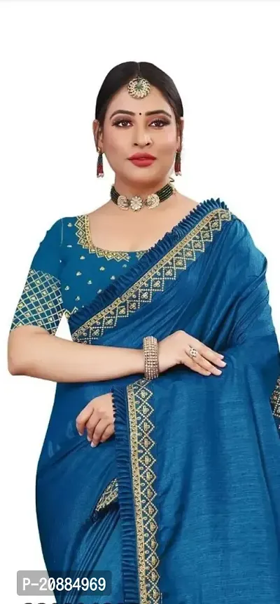 Beautiful Silk Blend Saree with Blouse piece-thumb0