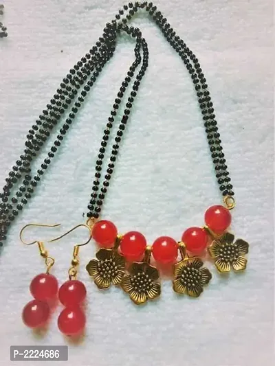 red colour flower mangalsutra