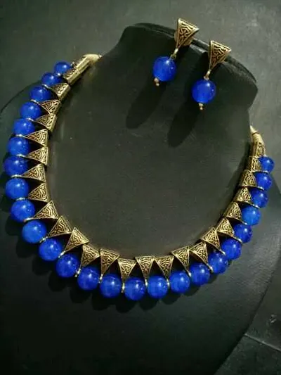Oxidized Multicolour Glass Beads Necklaces