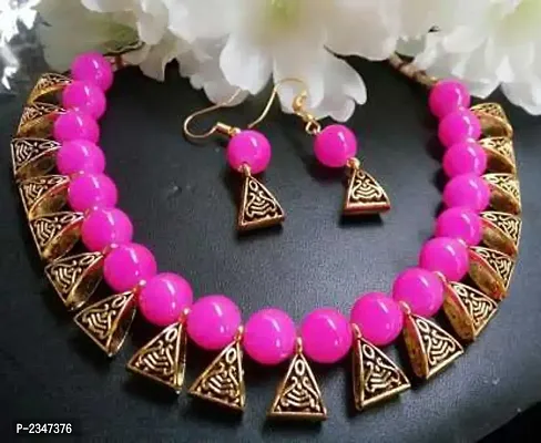 pink beads necklace