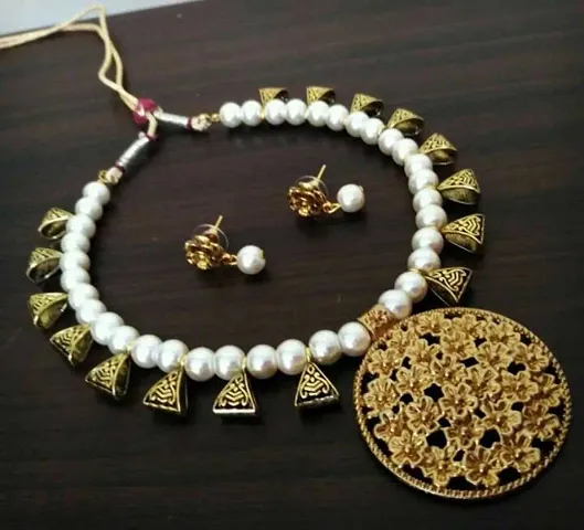 Trendy Oxidized Gold Jewellery Set