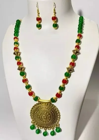 Festive Wear Alloy Colorful Beads Necklace Set