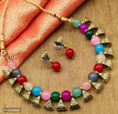 Trendy Alloy Beads Short Necklace Set