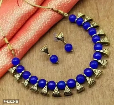 Trendy Alloy Beads Short Necklace Set-thumb0