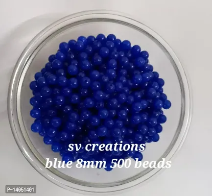 BLUE 8MM 500 BEADS FOR JEWELLERY MAKING-thumb0