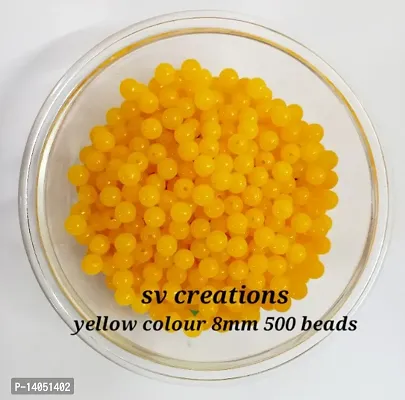 YELLOW 8MM 500 BEADS FOR JEWELLERY MAKING-thumb0