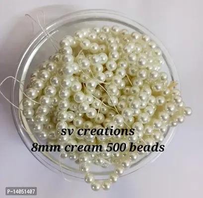 WHITE 8MM 500 BEADS FOR JEWELLERY MAKING