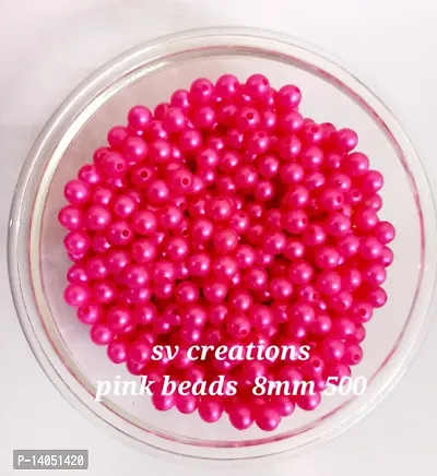 PINK 8MM 500 BEADS FOR JEWELLERY MAKING-thumb0