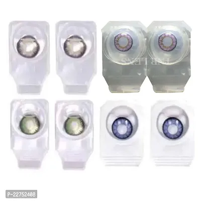 Magjons Eye Combo Pack of 4 Pairs of Monthly Color Contact Lenses (Green,Purple,Blue,Grey)