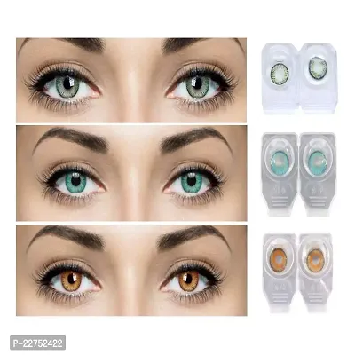 Magjons Eye Combo Pack of 2 Pairs of Monthly Color Contact Lenses (Green,Honey,Turquoise)