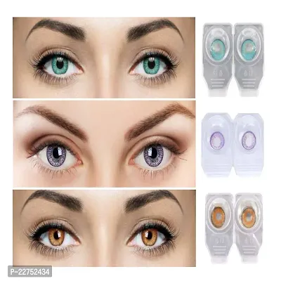 Magjons Eye Combo Pack of 3 Pairs of Monthly Color Contact Lenses (Purple,Honey,Turquoise)