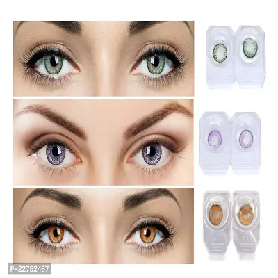 Magjons Eye Combo Pack of 3 Pairs of Monthly Color Contact Lenses (Green,Purple,Honey)-thumb0