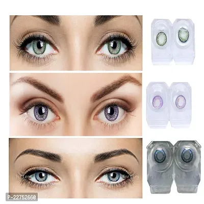 Magjons Eye Combo Pack of 3 Pairs of Monthly Color Contact Lenses (Green,Purple,Blue)