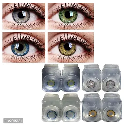 Magjons Eye Combo Pack of 4 Pairs of Monthly Color Contact Lenses (green grey aqua hazel)