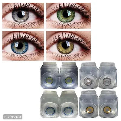 Magjons Eye Combo Pack of 4 Pairs of Monthly Color Contact Lenses (green grey aqua hazel)-thumb0