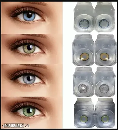 Magjons Eye Combo Pack of 4 Pairs of Monthly Color Contact Lenses (Green,Honey,Turquoise)