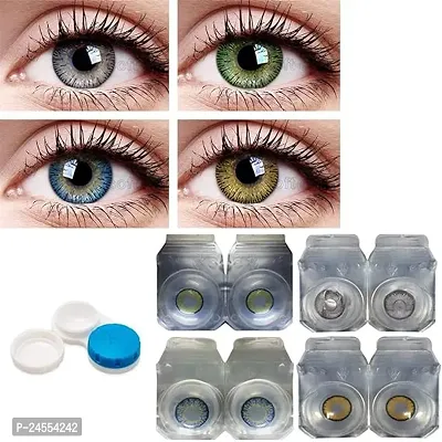 Magjons Eye Combo Pack of 4 Pairs of Monthly Color Contact Lenses (Green,Honey,Turquoise)-thumb2