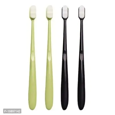 Newvent Manual Soft Bristle Teeth Cleaning Brush For Adult  Kids (pack Of 4, Green, Black)