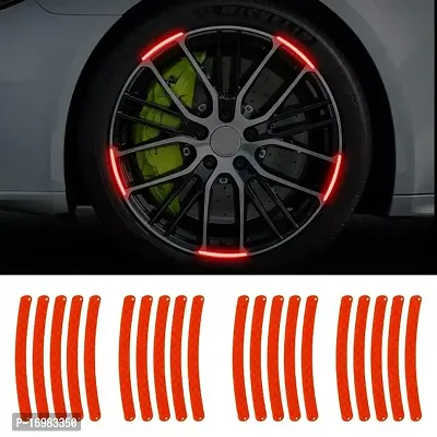 Newvent 20Pcs Car Wheel Radium Sticker| Car  Bike Wheel Decoration Reflective Sticker | Car tyre Rim Safety Warning Sticker Car wheels general reflective warning stickers Tire Decoration-thumb4