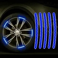 Newvent 20Pcs Car Wheel Radium Sticker | Car  Bike Wheel Decoration Reflective Sticker | Car tyre Rim Safety Warning Sticker Car Wheels General Reflective Warning Stickers Tire Decoration (Blue, 1)-thumb3