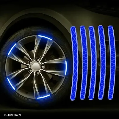 Newvent 20Pcs Car Wheel Radium Sticker | Car  Bike Wheel Decoration Reflective Sticker | Car tyre Rim Safety Warning Sticker Car Wheels General Reflective Warning Stickers Tire Decoration (Blue, 1)-thumb4